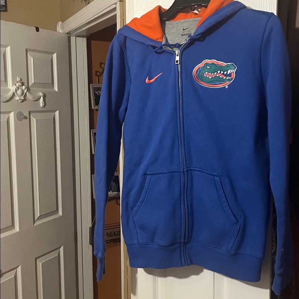 Nike Royal Blue Hoodie with Orange Details university of Florida